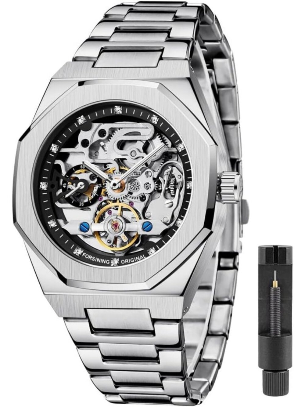 Luxury Automatic Mechanical Men's Skeleton Watch - Stainless Steel Business